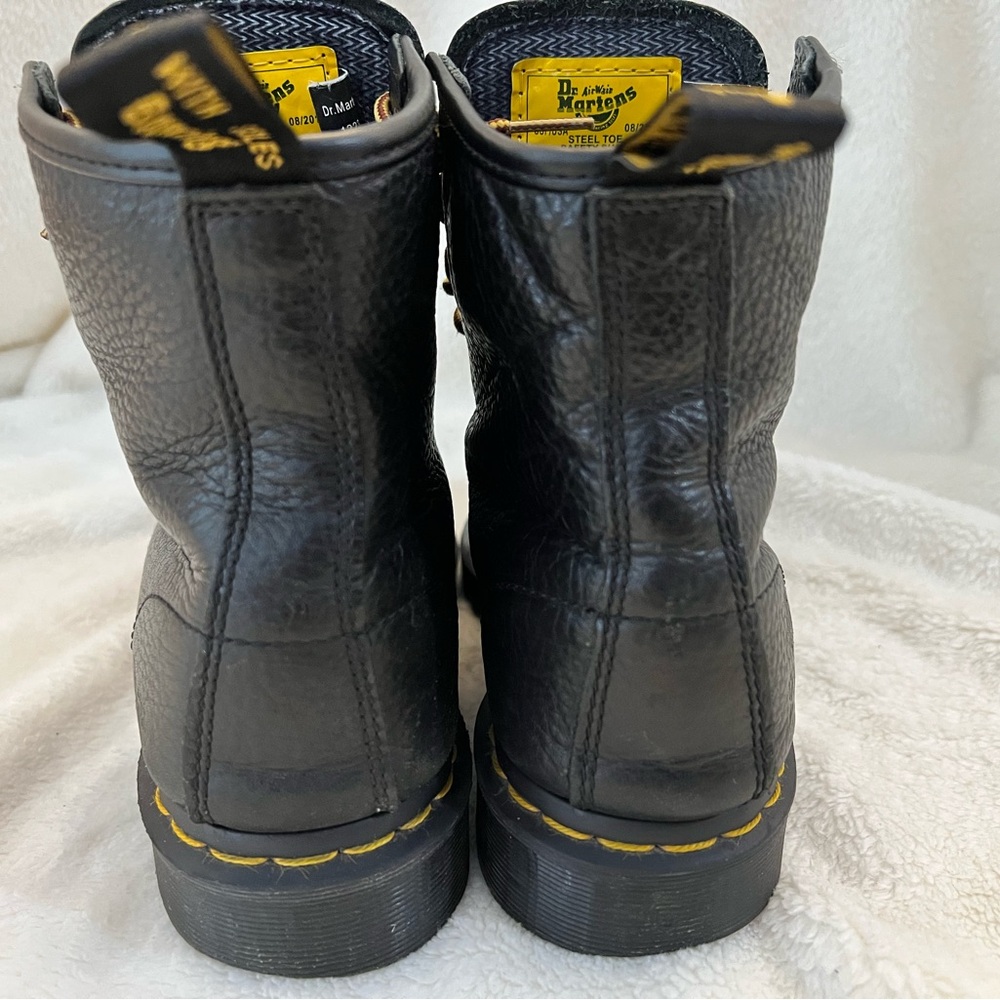 Dr. Martens Industrial Steel Toe Boots - Black Leather - Men 7 / Women 8 - Picture 6 of 15